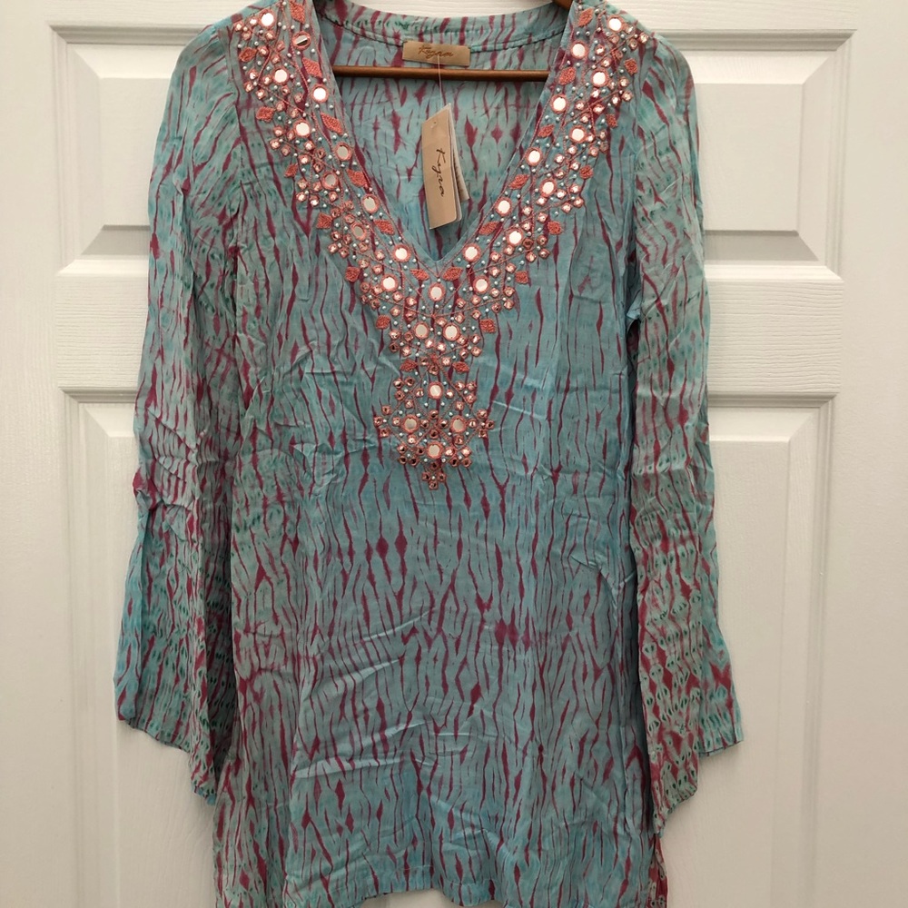 Kyra Batik Embellish Tunic with side slits